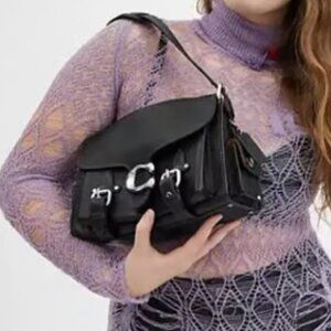 Coach Cargo Soft Tabby Shoulder Bag Grain Leather Black CT721